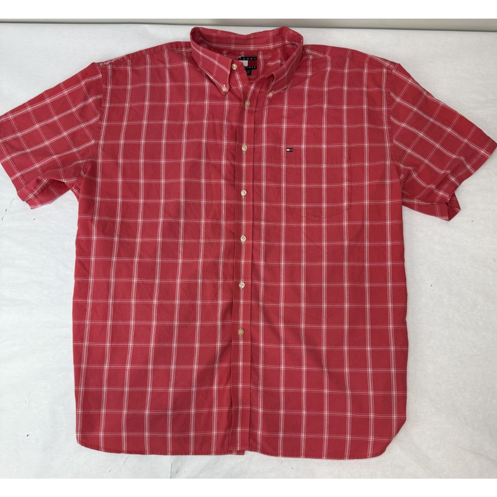 Y2K Vintage Tommy Hilfiger Button Down Shirt XXL Logo Chest Preppy Locker Loop